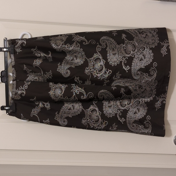 Dark brown and shiny silver Mark Aurel a-line skirt - Picture 2 of 3